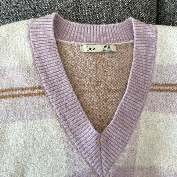 V neck purple plaid sweater - Picture 6 of 8